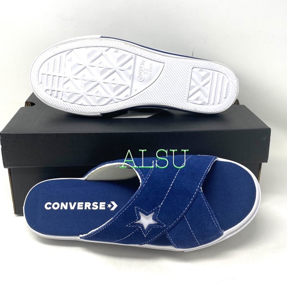 Converse One Star Sandal Slides Sip Navy Suede Women’s Sizes 564147C - Picture 9 of 12
